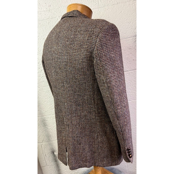 Vintage Harris Tweed Sport Coat Men's 42 Brown Herringbone Scottish Wool Jacket - Picture 5 of 12